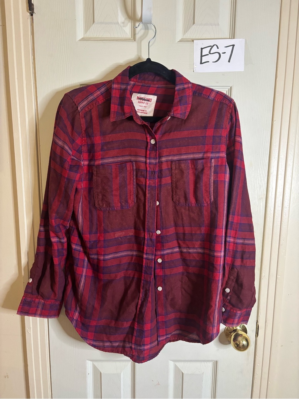 Mossimo Supply Co. Red and Blue Plaid Button-Down Shirt